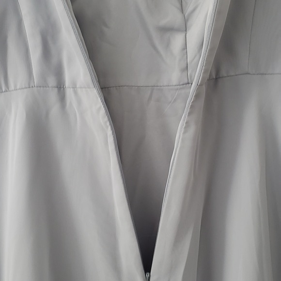 Azazie Clarissa  A Line Chiffon Tea Length Dress Dolphin Grey Sz A6 NWT - Picture 10 of 15